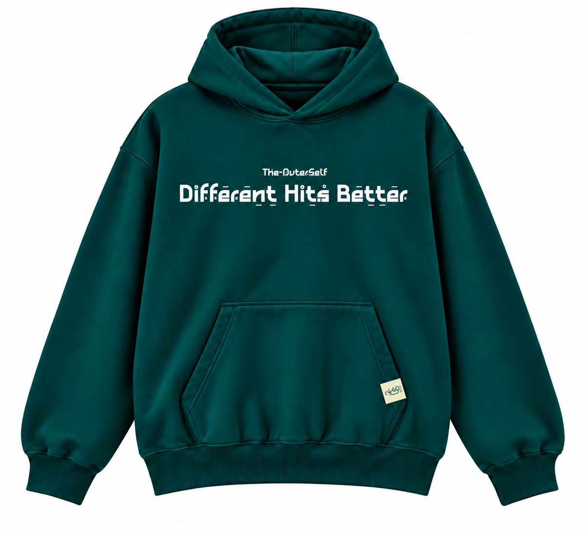 Different Hits Better oversized teal hoodie by The OuterSelf