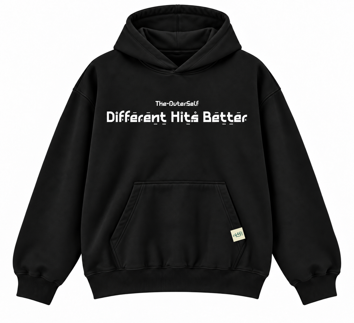 Different Hits Better oversized black hoodie by The OuterSelf